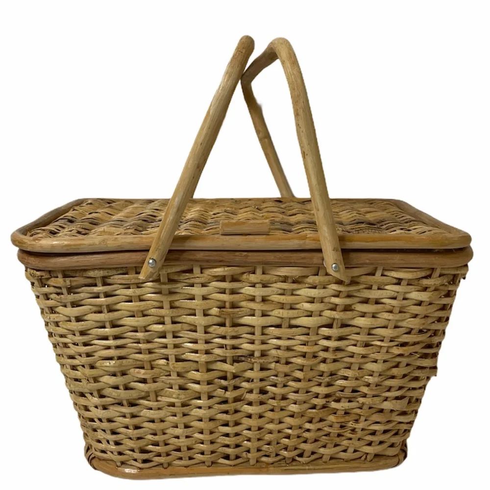 Vintage Picnic Basket Hand Woven Romantic Decor Large Hand Crafted High Quality